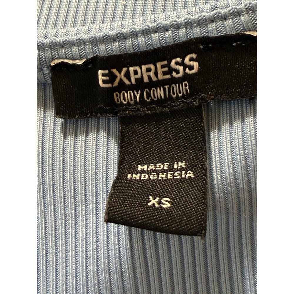 EXPRESS Body Contour Ribbed High Neck Baby Blue Bodysuit NWOT Size XS - Picture 5 of 5